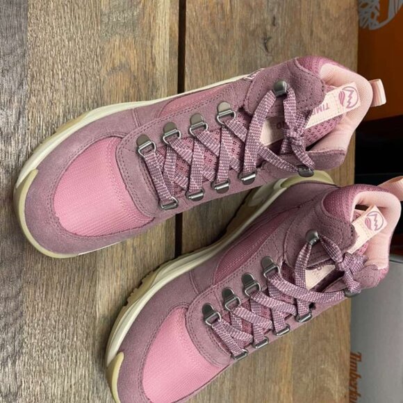 TIMBERLAND WOMEN'S MT MADDSEN PEAK MD LACE WATERPROOF BOOT PINK SUEDE  A41Q8-A1D - Picture 5 of 9